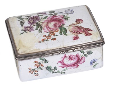 Lot 459 - AN ENAMEL SNUFF BOX