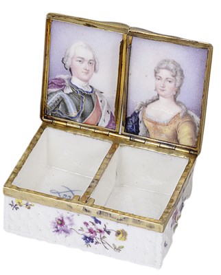 Lot 463 - A CONTINENTAL PORCELAIN DOUBLE SNUFF BOX