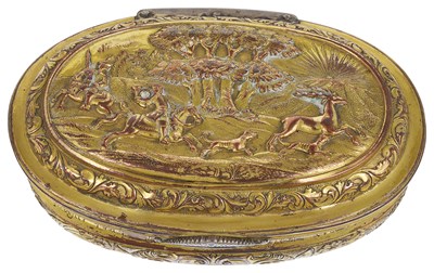 Lot 471 - A HUNGARIAN GILT COPPER SOUVENIR TOBACCO BOX