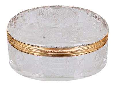 Lot 474 - A GOLD-MOUNTED GLASS SNUFF BOX