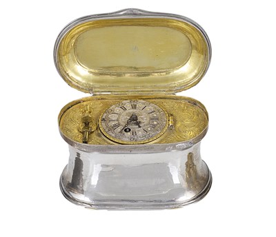 Lot 484 - A SILVER TIMEPIECE DOUBLE SNUFF BOX