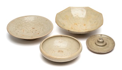 Lot 61 - FOUR CELADON GLAZED STONEWARE OBJECTS, VIETNAM, 12TH/13THE CENTURY