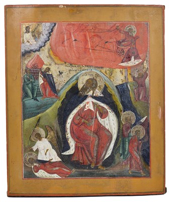 Lot 521 - A RUSSIAN ICON OF THE PROPHET ELIJAH