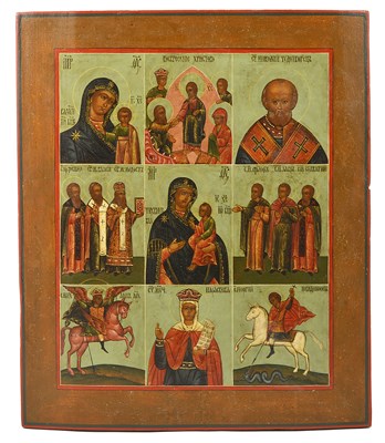 Lot 522 - A RUSSIAN NINE PART ICON