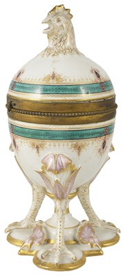 Lot 523 - A RUSSIAN PORCELAIN EASTER EGG CONTAINER