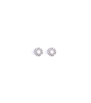 Lot 548 - PAIR OF CULTURED PEARL AND DIAMOND EARRINGS