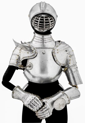 Lot 143 - â€¡ A COMPOSITE SOUTH GERMAN HALF-ARMOUR WITH LATER ETCHED DECORATION