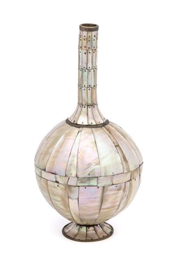 Lot 244 - A MOTHER OF PEARL BOTTLE (SURAHI), NORTHERN INDIA, 20TH CENTURY