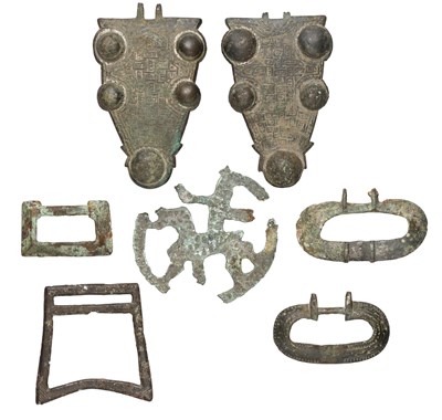 Lot 183 - A GROUP OF SAXON AND MEDIAEVAL BRONZE BUCKLES AND OTHER ITEMS NORTHERN EUROPE OR BRITAIN