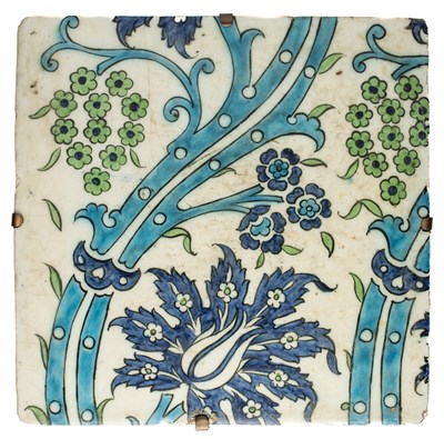 Lot 77 - A DAMASCUS 'VINE WAVE' TILE, OTTOMAN SYRIA, LATE 16TH CENTURY