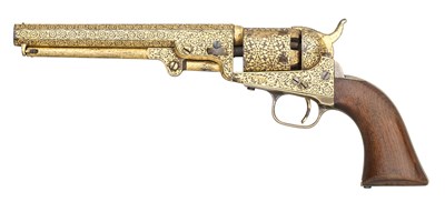 Lot 212 - A HIGHLY DECORATED .36 CALIBRE COLT SECOND MODEL 1849 POCKET LONDON REVOLVER