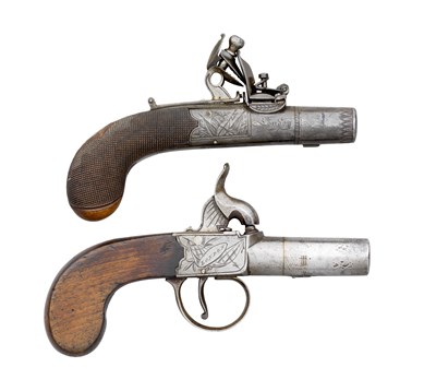 Lot 236 - A 40 BORE FLINTLOCK POCKET PISTOL BY W. JONES