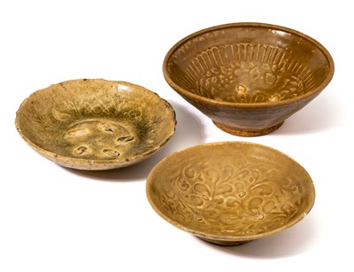 Lot 60 - THREE  CELADON BOWLS, SOUTH-EAST ASIA, 12TH CENTURY OR LATER