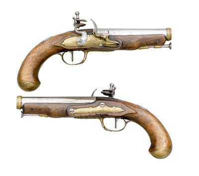 Lot 251 - A PAIR OF 13 BORE FRENCH FLINTLOCK PISTOLS BY MAGUIN PERE