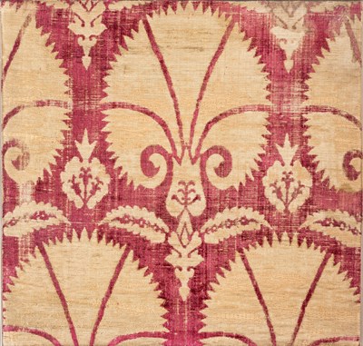 Lot 234 - AN OTTOMAN SILK VELVET (CATMA) PANEL, BURSA, ANATOLIA, CIRCA 1600