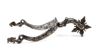 Lot 278 - A SILVER-ENCRUSTED ROWEL SPUR