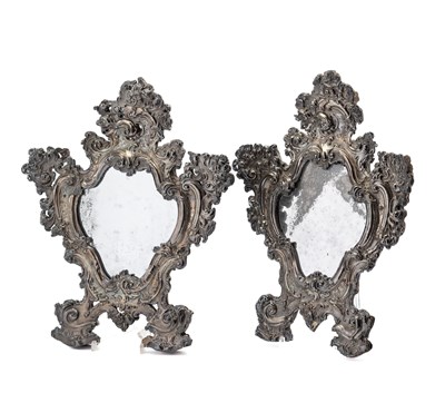 Lot 126 - A PAIR OF ITALIAN SILVER-MOUNTED CARTEGLORIA (ALTAR CARD FRAMES), MID 18TH CENTURY