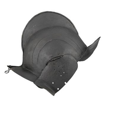 Lot 296 - A GERMAN BURGONET WITH EMBOSSED DECORATION IN THE 'BLACK AND WHITE' FASHION