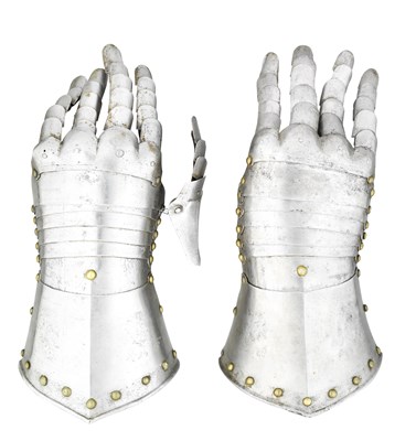Lot 339 - A PAIR OF GERMAN CUIRASSIER'S GAUNTLETS