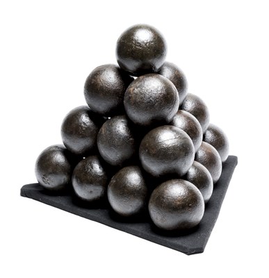 Lot 346 - TWENTY IRON CANNON BALLS FOR A 'LARGE MINION'