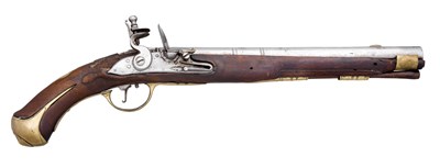 Lot 364 - A 12 BORE GERMAN MILITARY FLINTLOCK HOLSTER PISTOL