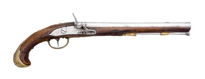 Lot 367 - A 20 BORE LIÃˆGOIS FLINTLOCK HOLSTER PISTOL SIGNED A PRION