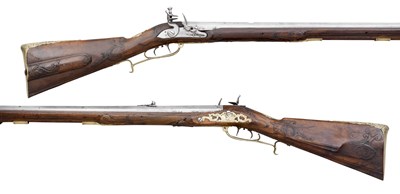 Lot 386 - A PAIR OF .600 CALIBRE GERMAN FLINTLOCK RIFLED SPORTING CARBINES BY J. G. LAUSER A BOBLINGEN