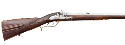 Lot 390 - A .600 CALIBRE GERMAN FLINTLOCK SPORTING RIFLE WITH DUTCH LOCK BY JEAN DE WYCK A UTRECHT
