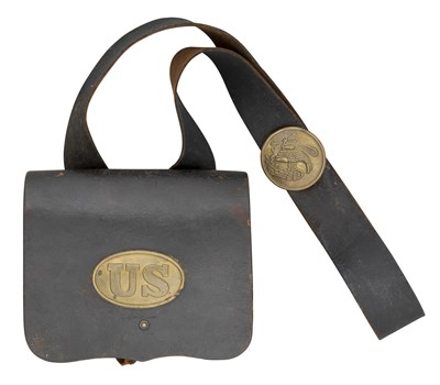 Lot 430 - A LEATHER CARTRIDGE BOX