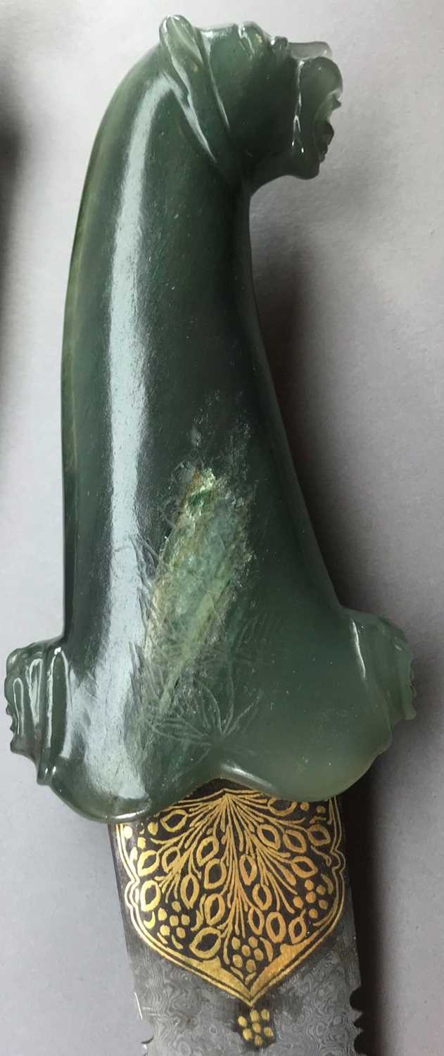 Lot 28 - AN INDIAN JADE-HILTED DAGGER AND A TORAH