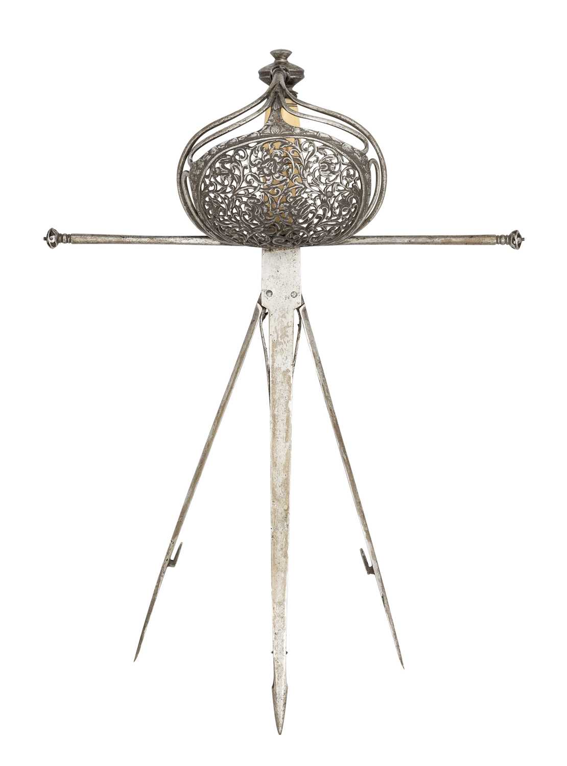 Lot 107 - A COMPOSITE EXPANDING LEFT-HAND DAGGER, 17TH CENTURY AND LATER