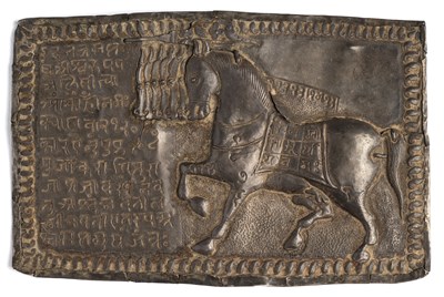 Lot 116 - A SILVER VOTIVE PLAQUE DEPICTING UCHCHAIHSHRAVAS, NORTHERN INDIA, 18TH/19TH CENTURY