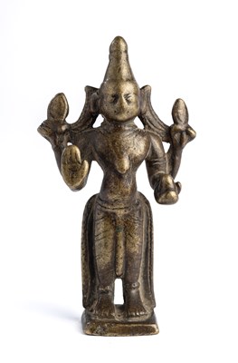 Lot 119 - A BRONZE FIGURE OF A HINDU GOD, PROBABLY SKANDA, DECCAN, SOUTHERN INDIA, CIRCA 16TH CENTURY