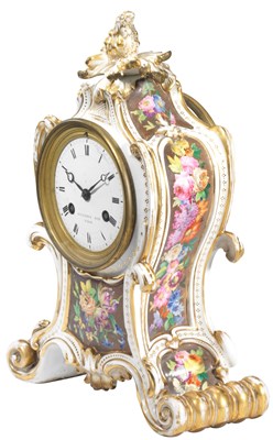 Lot 1 - A FRENCH PORCELAIN MANTEL CLOCK