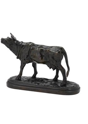 Lot 12 - A BRONZE MODEL OF A COW