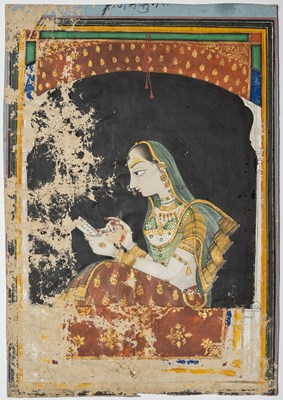 Lot 198 - A MAIDEN AT A WINDOW, RAJASTHAN, PROBABLY KOTAH, FIRST HALF 19TH CENTURY