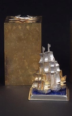 Lot 49 - I SAW THREE SHIPS: A PARCEL-GILT SILVER-CHRISTMAS CAROL BOX