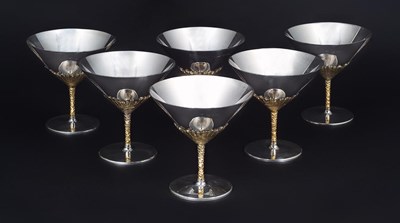 Lot 74 - A SET OF SIX PARCEL-GILT-SILVER COUPES