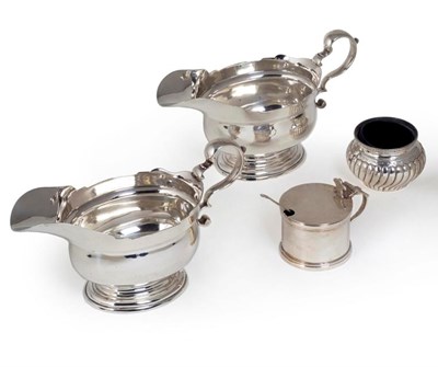 Lot 86 - THREE MATCHING SILVER MUSTARD POTS