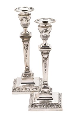 Lot 98 - A PAIR OF VICTORIAN SILVER CANDLESTICKS