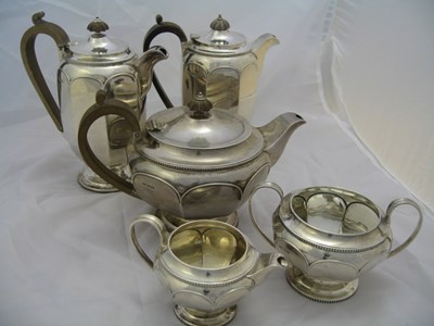 Lot 99 - A GEORGE V SILVER FIVE-PIECE TEA AND COFFEE SET