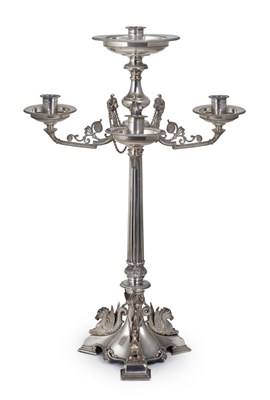 Lot 118 - A VICTORIAN SILVER THREE-BRANCH CENTREPIECE STAND