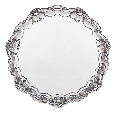 Lot 120 - A VICTORIAN SILVER SALVER