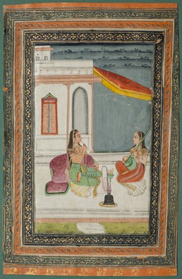 Lot 689 - TWO LADIES SEATED ON A TERRACE, HYDERABAD, 18TH CENTURY