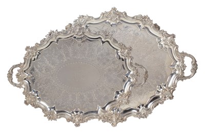 Lot 125 - A PAIR OF VICTORIAN SILVER TRAYS IN SIZES