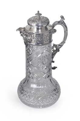 Lot 129 - A VICTORIAN SILVER-MOUNTED CLARET JUG