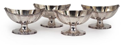 Lot 143 - A SET OF FOUR GEORGE III SILVER SALT CELLARS