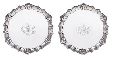 Lot 156 - A PAIR OF GEORGE III SILVER WAITERS