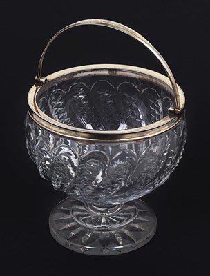 Lot 178 - A GEORGE III SILVER-GILT MOUNTED CUT GLASS SUGAR BASKET