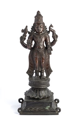 Lot 114 - A BRONZE FIGURE OF SIVA CHANDRASHEKARA, TAMIL NADU, SOUTH INDIA, 19TH CENTURY